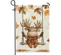 Bandiera da giardino a forma di alce per l'autunno e l'autunno, decorazione da giardino in iuta double face, decorazione per esterni per il Ringraziamento, 30,5 x 45,7 cm