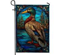 Bandiera da giardino a forma di anatra reale, bandiera colorata per esterni, decorazione per esterni su entrambi i lati, perfetta per la primavera e l'estate, 30,5 x 45,7 cm