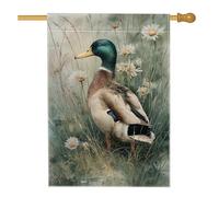 Bandiera da giardino a forma di anatra reale, decorazione colorata per la primavera e l'estate, striscione per esterni ispirato alla natura, decorazione su entrambi i lati, 71 x 101 cm