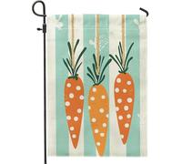 Bandiera da giardino a forma di carota primaverile ed estiva, arancione a pois da appendere, decorazione per la casa e il giardino, bandiera da giardino in iuta su entrambi i lati, decorazione per