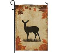 Bandiera da giardino a forma di cervo autunnale, motivo: sagoma marrone, decorazione per la casa, bandiere da giardino a due lati in iuta, decorazione per prato esterno, 30,5 x 45,7 cm