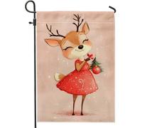 Bandiera da giardino a forma di cervo di Natale, bella bandiera decorativa invernale, bandiera double face in iuta per la stagione delle vacanze, decorazione di Natale, terrazzo, prato, 30,5 x 45,7 cm