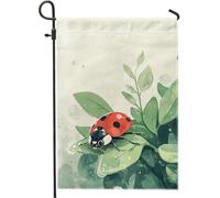 Bandiera da giardino a forma di coccinella, con foglie di insetti rossi, decorazione per la casa, striscione primaverile per esterni, bandiera da cortile in tessuto su entrambi i lati per la