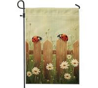 Bandiera da giardino a forma di coccinella, decorazione estiva con insetti rossi, grazioso striscione in iuta su entrambi i lati per decorazione esterna per prato, casa primaverile e feste, stile 30,5