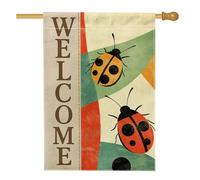 Bandiera da giardino a forma di coccinella primaverile ed estiva, striscione di benvenuto retrò colorato su entrambi i lati, decorazione per la casa, cortile, prato, festa, decorazione per feste, 71 x