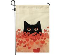 Bandiera da giardino a forma di cuore, con cuori rossi, decorazione per esterni per San Valentino, bandiera in iuta su entrambi i lati per la decorazione della casa e del prato, 30,5 x 45,7 cm