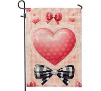 Bandiera da giardino a forma di cuore di San Valentino, decorazione romantica con cuori color pesca, bandiere da giardino, double face, decorazione per prato all'aperto, dolce stile fiocco per casa e