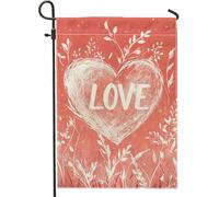 Bandiera da giardino a forma di cuore per primavera ed estate, foglie floreali corallo, bandiera da cortile double face per decorazione prato, arte da giardino romantica, 30,5 x 45,7 cm