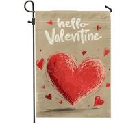 Bandiera da giardino a forma di cuore, testo casual di San Valentino, in iuta rossa, su entrambi i lati, per esterni, portico, prato, patio, terrazza, 30,5 x 45,7 cm