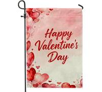 Bandiera da giardino a forma di cuori, romantici palloncini fantasiosi con stelle per San Valentino rosso su entrambi i lati, bandiere decorative per esterni, prato, portico, patio, ingresso, 30,5 x