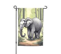 Bandiera da giardino a forma di elefante che cammina, 30,5 x 45,7 cm. Decorazione per esterni luminosa su entrambi i lati porta un po' di divertimento al tuo giardino.