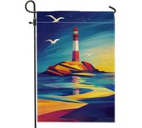 Bandiera da giardino a forma di faro costiero, bandiera colorata per decorazione della casa, decorazione del prato esterno, bandiera da giardino, stile spiaggia estiva, 30,5 x 45,7 cm