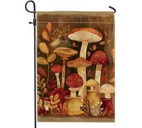 Bandiera da giardino a forma di fungo autunnale, colore marrone, decorazione per la casa, bandiera da giardino a due lati in iuta, decorazione per prato esterno, 30,5 x 45,7 cm