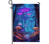 Bandiera da giardino a forma di fungo dai colori vivaci, striscione decorativo per la casa, bandiera su entrambi i lati per cortile, decorazione autunnale per esterni, 30,5 x 45,7 cm