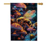 Bandiera da giardino a forma di fungo d'ape, decorazione floreale per la casa primaverile ed estiva, bandiera decorativa per la casa, in iuta su entrambi i lati, decorazione per giardino, per vacanze