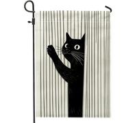 Bandiera da giardino a forma di gatto, bandiera da giardino con gatto autunnale, decorazione a doppia faccia in bianco e nero per decorazione di Halloween all'aperto bella decorazione felina