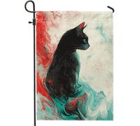 Bandiera da giardino a forma di gatto, colorata arte astratta per esterni, decorazione autunnale per la casa, bandiera su entrambi i lati, elegante accessorio per feste in giardino autunnale, 30,5 x