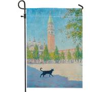 Bandiera da giardino a forma di gatto, colorata Venezia paesaggio, decorazione per la casa da giardino, doppia faccia stagionale per esterni, decorazione per prato all'aperto, stile ambienti vivaci