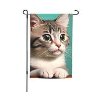 Bandiera da giardino a forma di gatto curioso, 30,5 x 45,7 cm. Decorazione da esterno luminosa su entrambi i lati porta un po' di divertimento al tuo giardino.