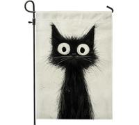 Bandiera da giardino a forma di gatto, decorazione per esterni con gatto in stile cartone animato, singolare per tutte le stagioni, decorazione per casa e cortile, decorazione su entrambi i lati, per