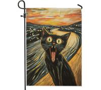 Bandiera da giardino a forma di gatto, decorazione spettrale per Halloween, bandiera da cortile su entrambi i lati, decorazione autunnale per esterni, stile artistico singolare per casa e prato 30,5 x