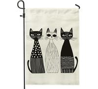 Bandiera da giardino a forma di gatto, design minimalista nero e bianco, decorazione per esterni per autunno inverno, bandiera da cortile in iuta su entrambi i lati per gli amanti degli animali