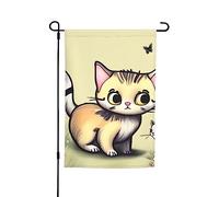 Bandiera da giardino a forma di gatto e farfalla, 30,5 x 45,7 cm. Decorazione per esterni luminosa su entrambi i lati porta un po' di divertimento al tuo giardino.