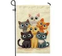 Bandiera da giardino a forma di gatto, gattini colorati, decorazione per la casa e il giardino, double face, in iuta, per amanti degli animali, decorazione per prato all'aperto, 30,5 x 45,7 cm