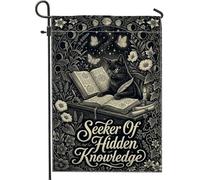 Bandiera da giardino a forma di gatto, gotico mistico libro farfalla autunnale nera su entrambi i lati bandiere decorative per esterni per patio, prato, portico, ingresso campeggio, 30,5 x 45,7 cm