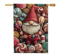 Bandiera da giardino a forma di gnomo di Natale, striscione rosso per feste e dolci all'aperto, in iuta su entrambi i lati, decorazione per il cortile e la festa invernale, decorazione per la casa, 71