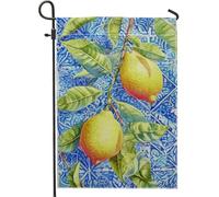 Bandiera da giardino a forma di limone, bandiera per esterni, colore giallo agrumi, decorazione per prato stagionale double face, bandiera in stile casa estiva per cortile, 30,5 x 45,7 cm