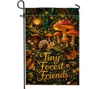 Bandiera da giardino a forma di lumaca, fantasiosa natura funghi, lanterna autunnale in iuta verde su entrambi i lati, bandiere decorative per esterni, patio, prato, portico anteriore, balcone, 30,5 x
