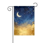 Bandiera da giardino a forma di luna crescente con stelle, 30,5 x 45,7 cm, double face, decorazione da giardino per esterni, resistente alle intemperie, in iuta