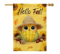 Bandiera da giardino a forma di mais, bandiera gialla con simpatico personaggio di mais, decorazione per la casa, bandiera da giardino in iuta su entrambi i lati, decorazione stagionale per esterni