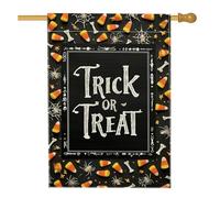 Bandiera da giardino a forma di mais caramella di Halloween, decorazione nera per esterni, striscione in iuta su entrambi i lati per feste autunnali, decorazione per prato, 71 x 101 cm