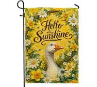 Bandiera da giardino a forma di oca, con crisantemo e narcisi primaverili su entrambi i lati, decorativa, per esterni, prato, portico, patio, ingresso, 30,5 x 45,7 cm