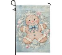 Bandiera da giardino a forma di omino di pan di zenzero, decorazione invernale per portico per le vacanze, double face, per esterni, per Natale, graziosa targa decorativa per esterni, 30,5 x 45,7 cm