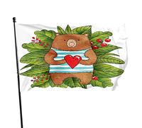 Bandiera da giardino a forma di orso carino, 0,9 x 1,5 m, vestito da marinaio foresta orso selvaggio carino stile cartone animato decorazione esterna portico bandiera da giardino banner con occhielli