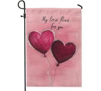 Bandiera da giardino a forma di palloncino d'amore, bandiera decorativa a forma di cuore di pesca, decorazione per la casa estiva, decorazione per la casa esterna double face, decorazione per prato