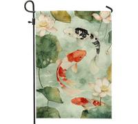 Bandiera da giardino a forma di pesce carpa, decorazione per esterni ad acquerello colorato, striscione per cortile della natura, decorazione moderna su entrambi i lati, 71 x 101 cm