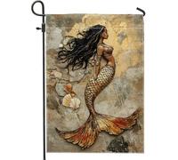 Bandiera da giardino a forma di sirena, bandiera per esterni a tema oceano, decorazione estiva colorata e luminosa, bandiera da giardino in poliestere su entrambi i lati, per la decorazione della casa