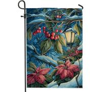 Bandiera da giardino a forma di stella di Natale, lanterna natalizia rossa a due lati, decorativa, per esterni, patio, prato, portico, balcone, 30,5 x 45,7 cm