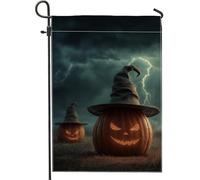 Bandiera da giardino a forma di zucca di Halloween, decorazione per esterni spettrale Jack-o'-Lantern, bandiera da giardino in iuta su entrambi i lati, per festival autunnali, decorazione per prato
