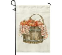 Bandiera da giardino a forma di zucche di raccolto autunnale, arancione fattoria, decorazione per la casa, rustica, bandiere da cortile, double face in iuta per decorazione stagionale per esterni