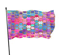 Bandiera da giardino a forma geometrica, 0,9 x 1,5 m, arte astratta alla moda, mosaico ad acquerello, decorazione per esterni, portico, giardino, bandiera, con occhielli