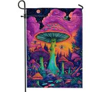 Bandiera da giardino a fungo colorata dai colori vivaci, decorazione per esterni mistica banner in tessuto double face per decorazione stagionale della casa, 30,5 x 45,7 cm