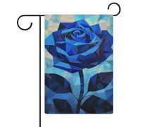 Bandiera da giardino a mosaico geometrico con rose blu, in iuta su entrambi i lati, 30,5 x 45,7 cm