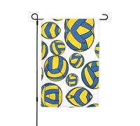 Bandiera da giardino a pallavolo giallo e blu, 30,5 x 45,7 cm, resistente bandiera decorativa in poliestere stampato su entrambi i lati, per cortile, patio e balcone