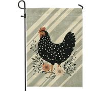 Bandiera da giardino a pois con gallina, bandiera floreale per la casa, bandiera da giardino in iuta su entrambi i lati, decorazione autunnale per esterni, 30,5 x 45,7 cm