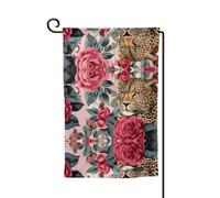 Bandiera da giardino a righe con stampa leopardata su entrambi i lati, bandiere da giardino per la decorazione della casa, resistente alle intemperie e doppia cucitura, 45,7 x 32,7 cm